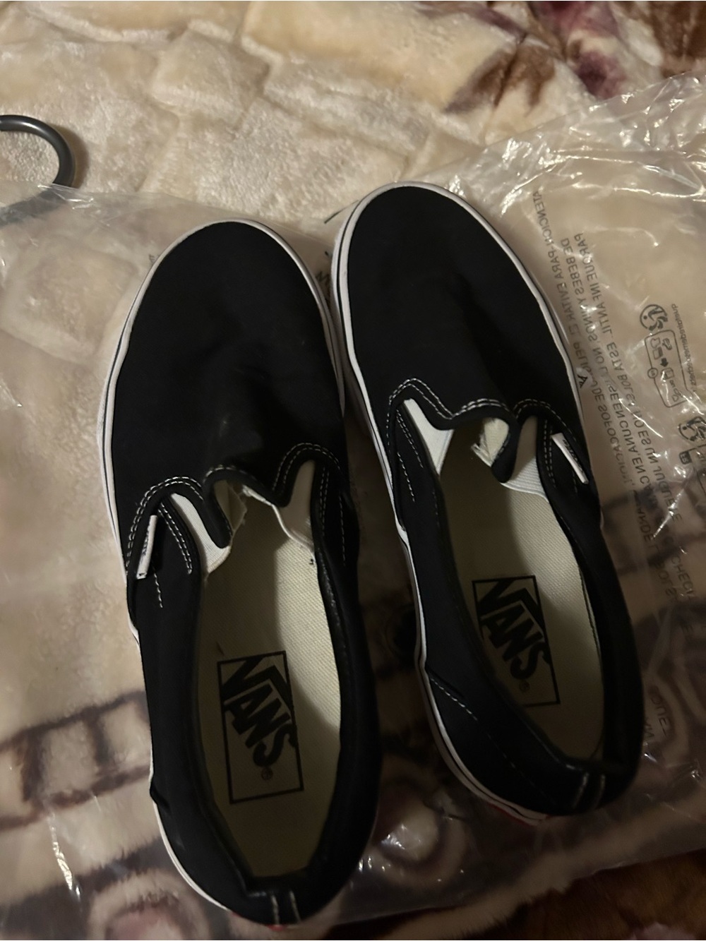 Vans Black & White Slip-On Canvas Shoes
